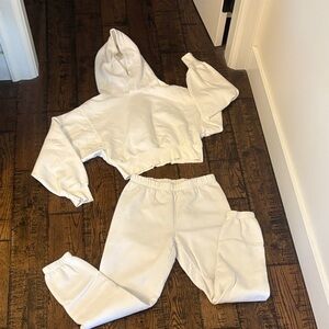 TNA White Sweatpants & Hoodie Set